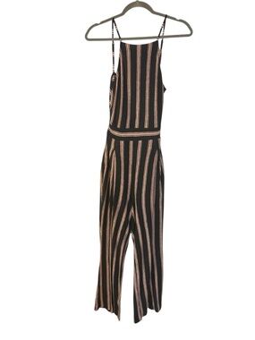 Joie Black Jumpsuit with Pink Stripes tie back Size XS